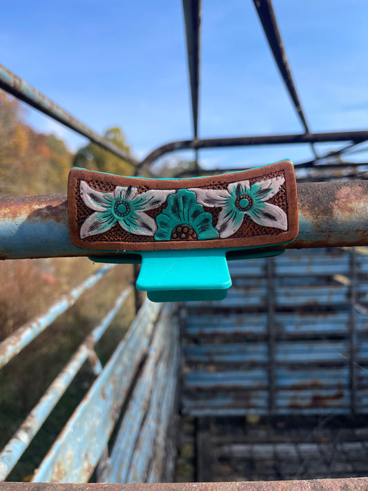 Tooled Leather Claw Clips