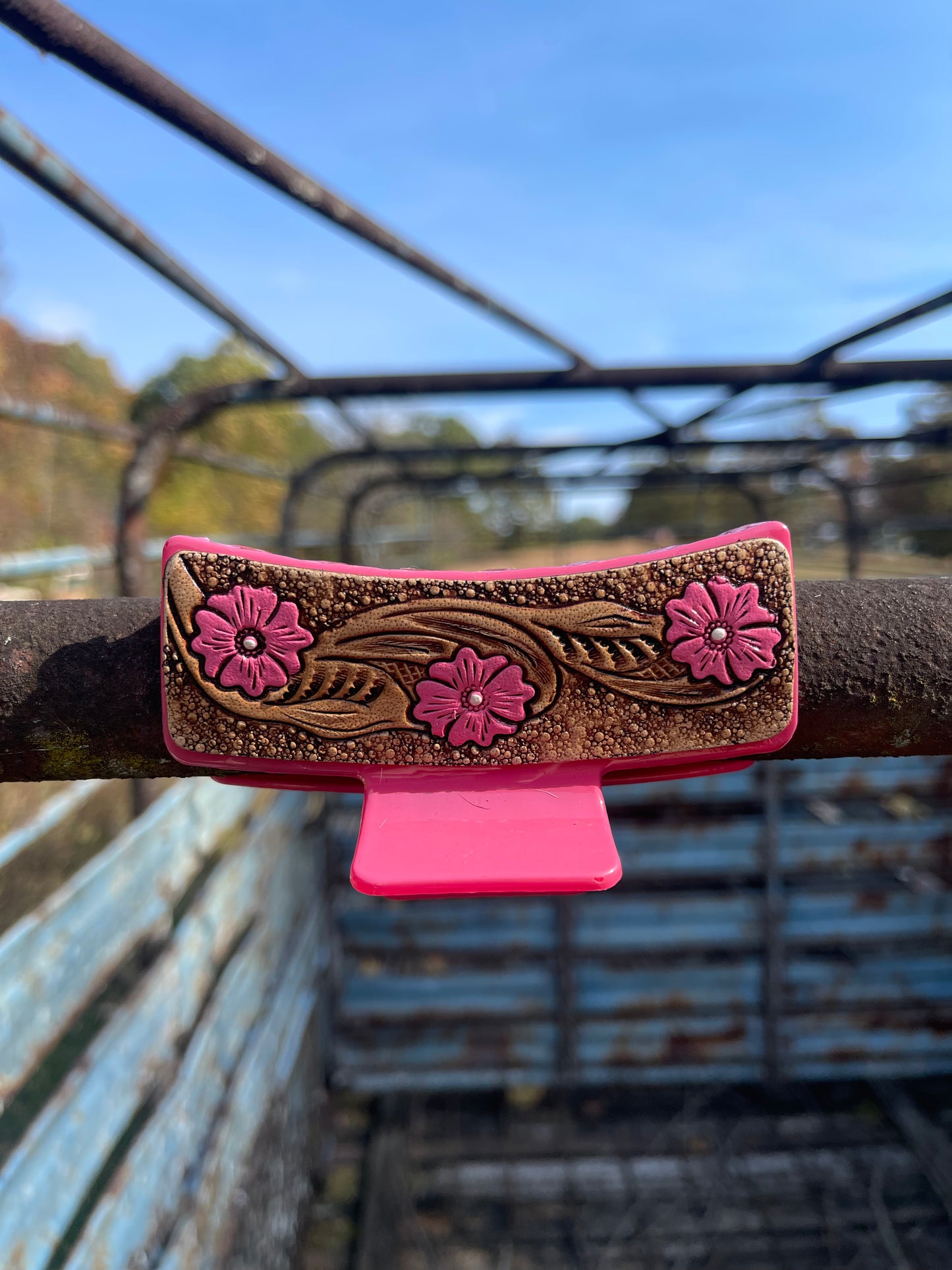 Tooled Leather Claw Clips