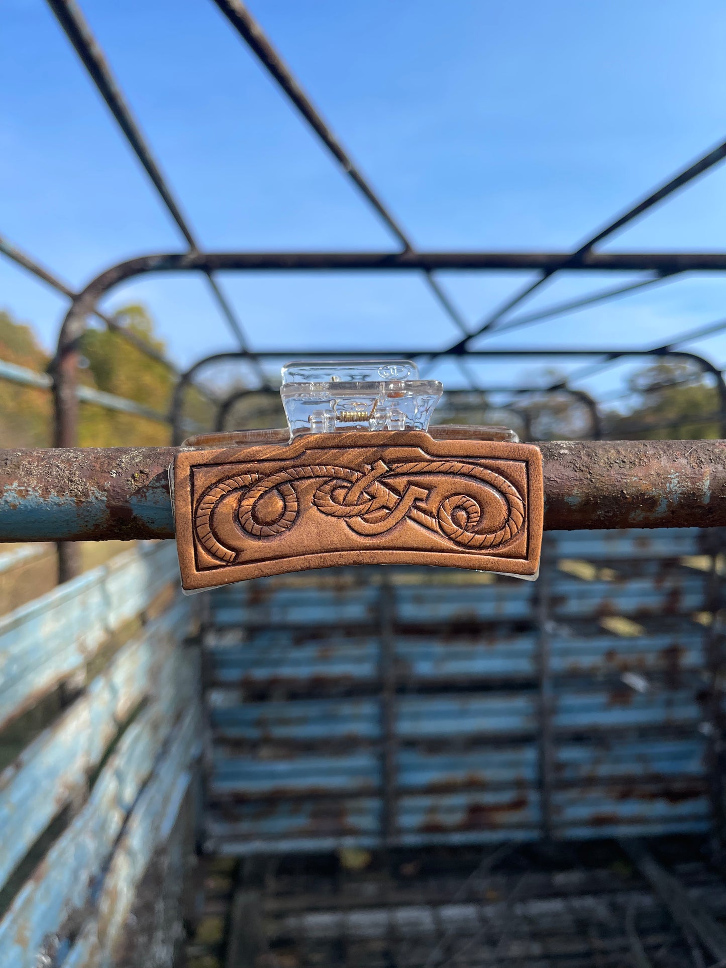 Tooled Leather Claw Clips