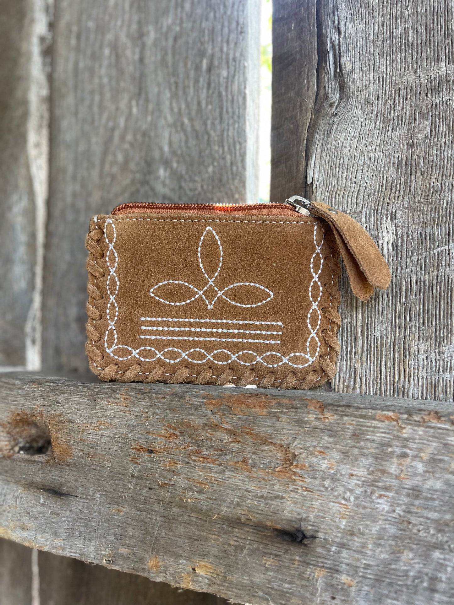 Boot stitch coin purse